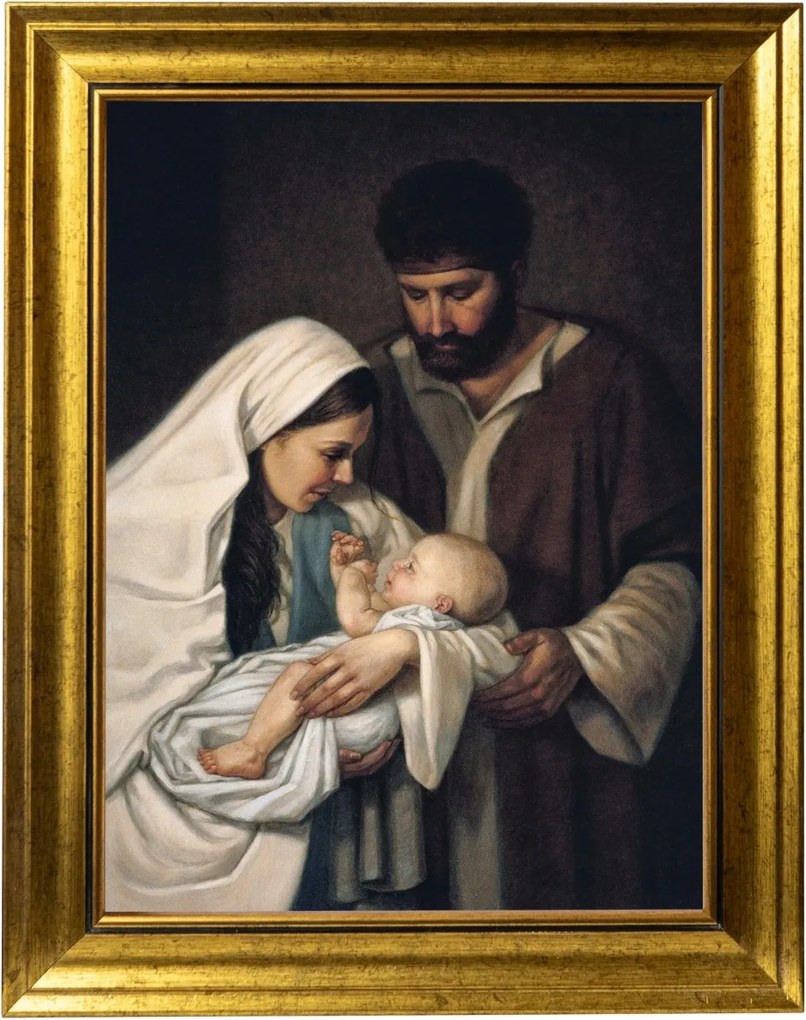 Szent Család Kép Vászon Arany Díszkeretben Retro 30X40