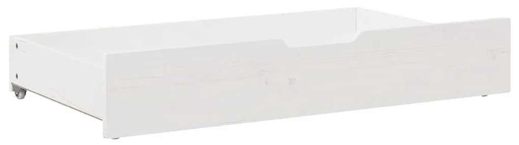 2 db fehér tömör fenyőfa ágy alatti fiók 90 x 55 x 16 cm