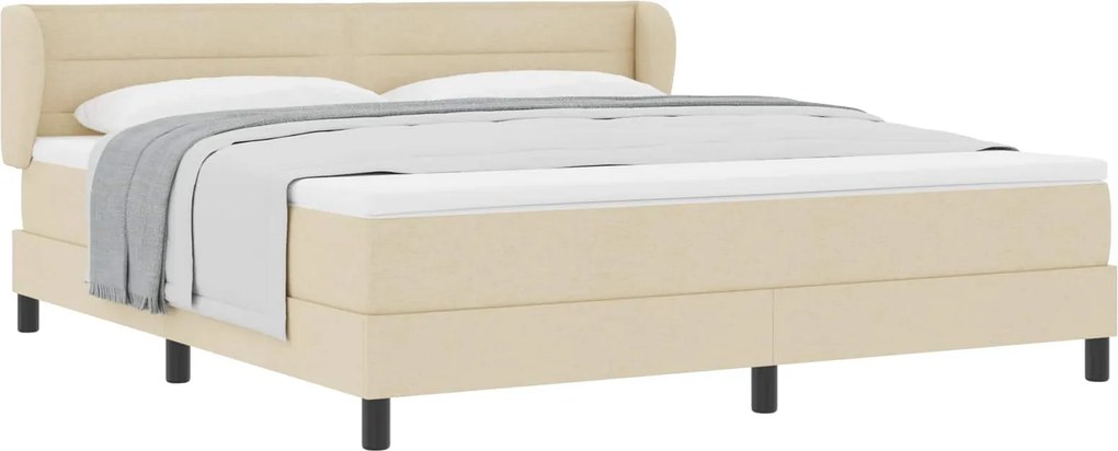 vidaXL Boxrugós ágy matracmal fejtámlával Krém 180 x 200 cm szövet