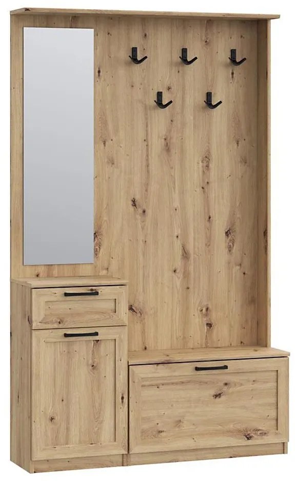 Előszobafal tükörrel KAVI, artisan tölgy