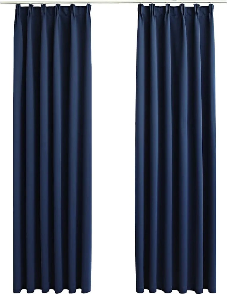 vidaXL 2 db kék sötétítőfüggöny kampókkal 140 x 225 cm