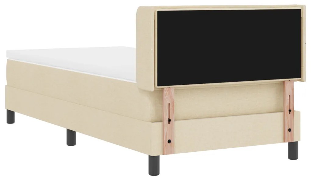 Box Spring Ágy Káprázatos Krém Színben, 90x200 cm, Szövet.