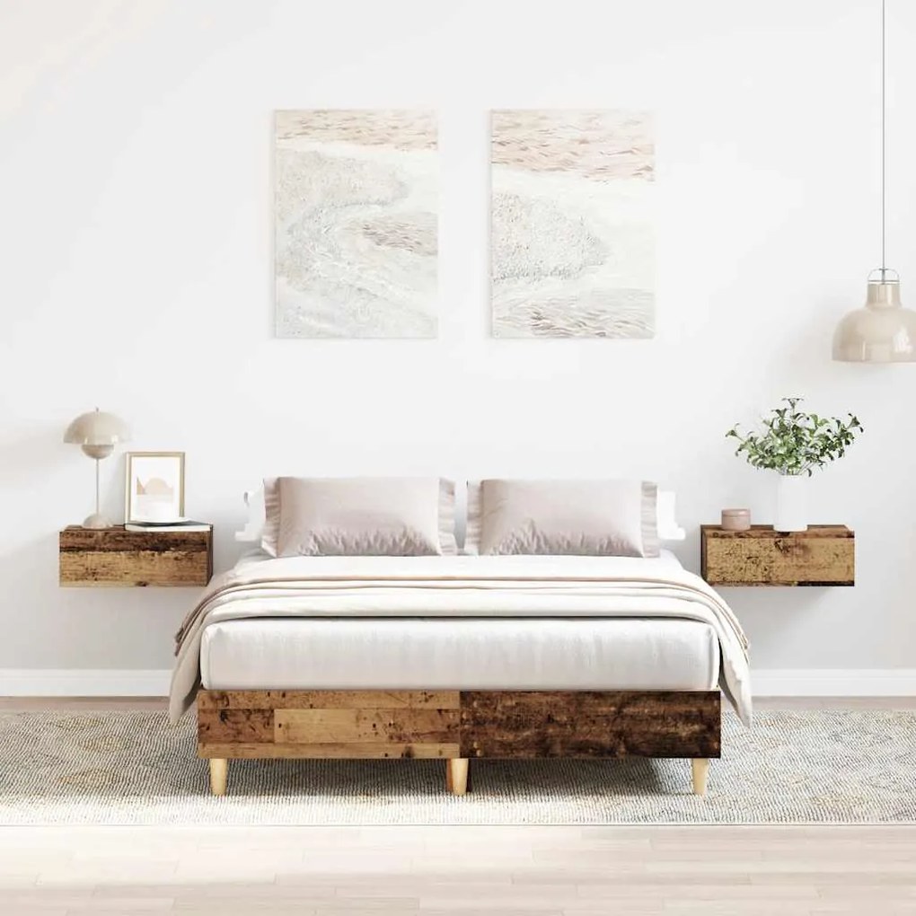 antik fa szerelt fa ágykeret matrac nélkül 135x190 cm