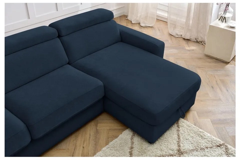 Sötétkék kinyitható sarokkanapé (variálható) Monaco – Bobochic Paris