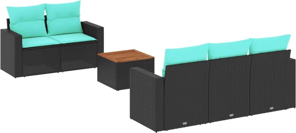 vidaXL 6 részes fekete polyrattan kerti ülőgarnitúra párnával