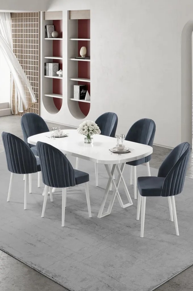 Kaye étkezőgarnitúra, fehér-antracit, 168 cm – TR240CHR2830