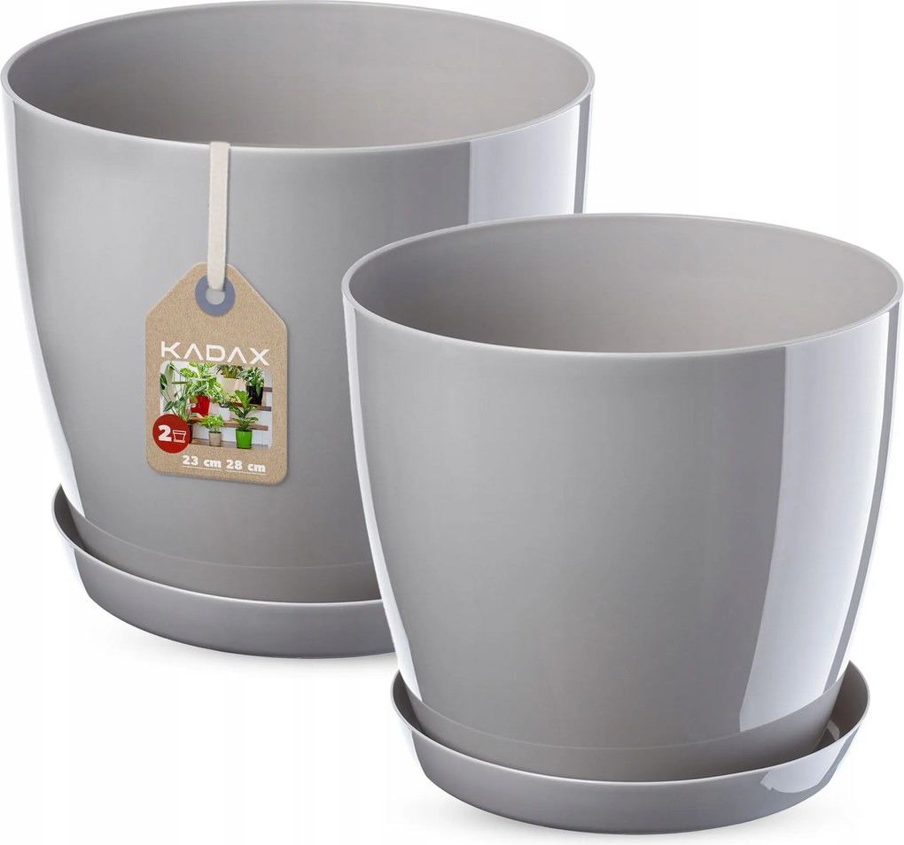 Virágtartó Fedő 23+28cm Virágágyás Állvánnyal Szürke Műanyag 2db