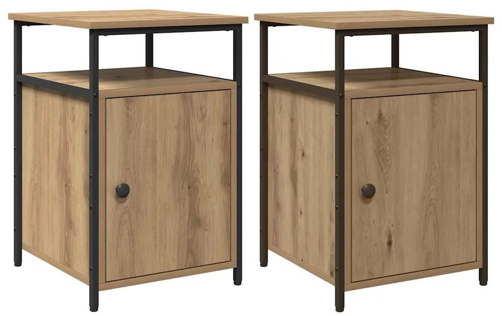 Éjjeliszekrény 2 pcs kézműves tölgy Faanyag