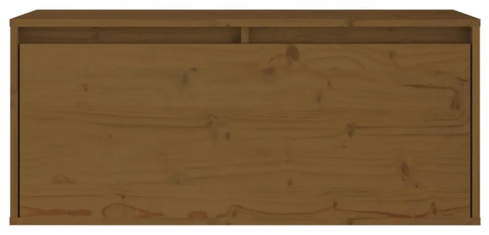 mézbarna tömör fenyőfa faliszekrény 80 x 30 x 35 cm