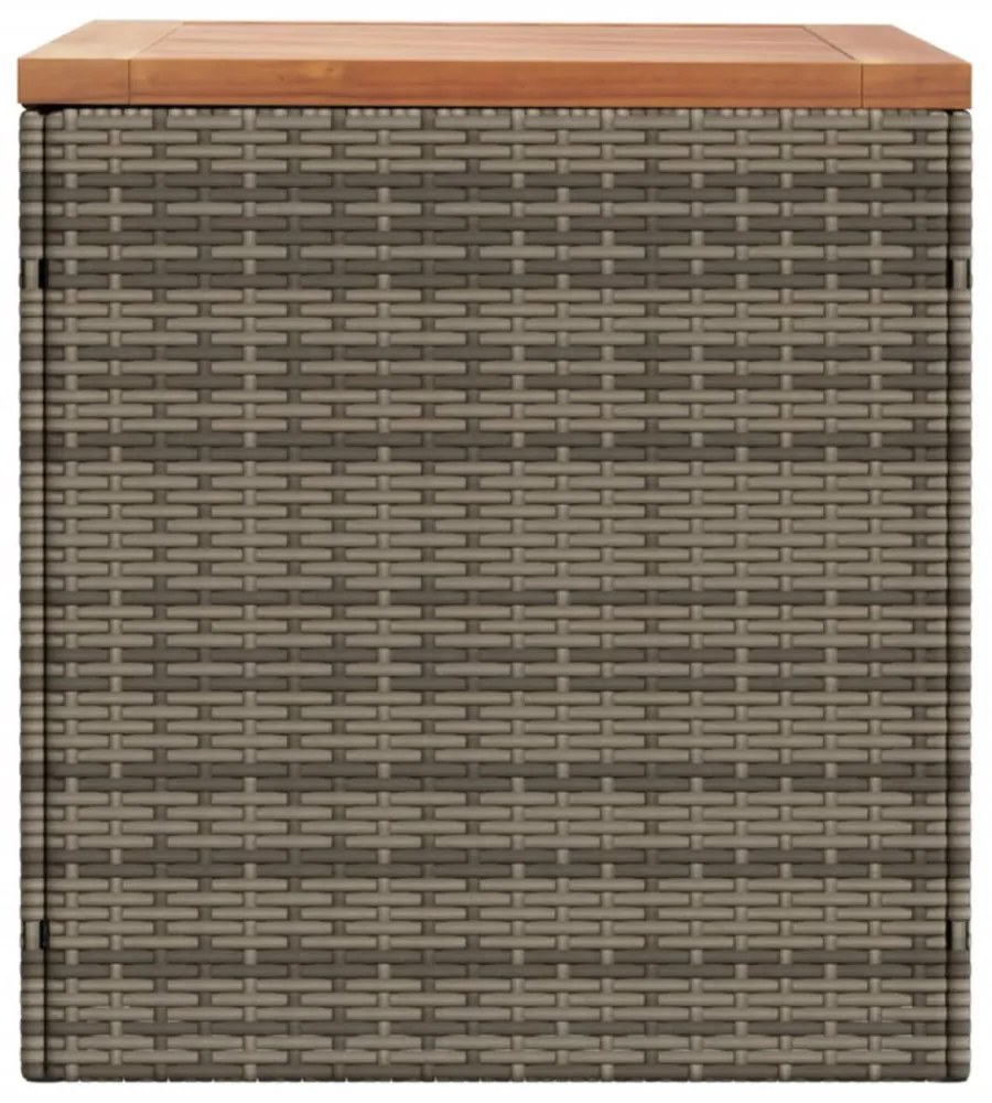szürke polyrattan és akácfa kerti tárolóláda 110 x 50 x 54 cm