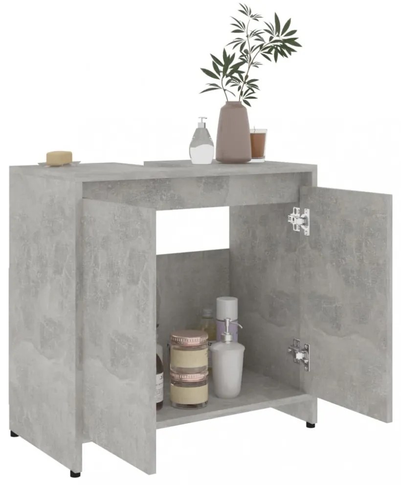 betonszürke szerelt fa fürdőszobaszekrény 60 x 33 x 61 cm