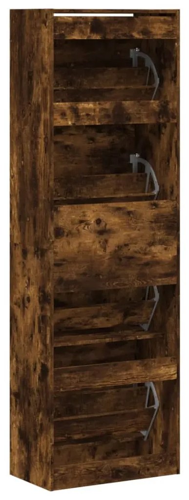 füstös tölgy cipőszekrény 4 kihajtható fiókkal 60x34x187,5 cm