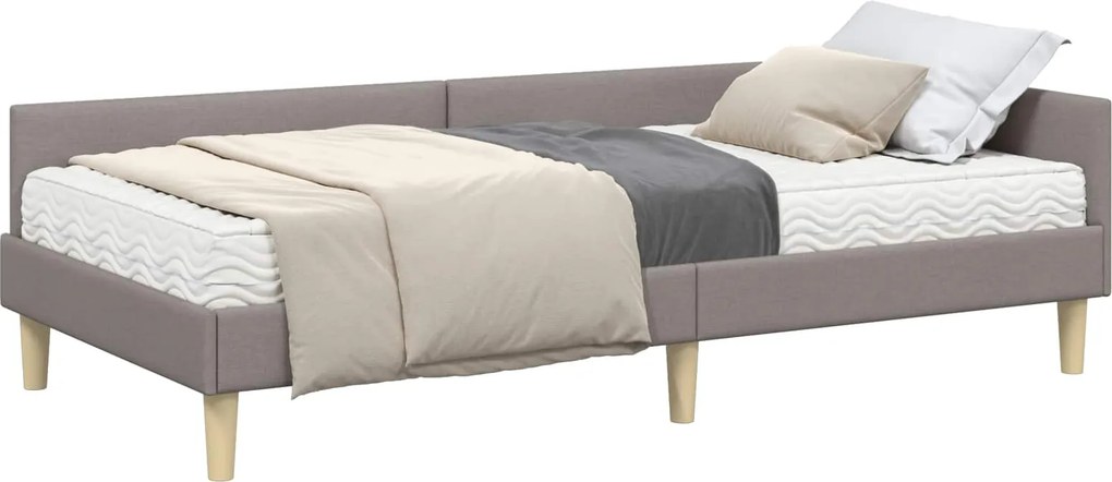 vidaXL Sarok Ágykeret Matraccal matracmal 2 pcs Tópszínű szövet