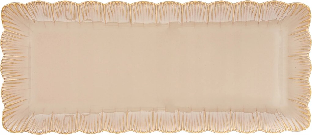 Patera kerámia felvágott előételtartó retro krém arany 36x16cm