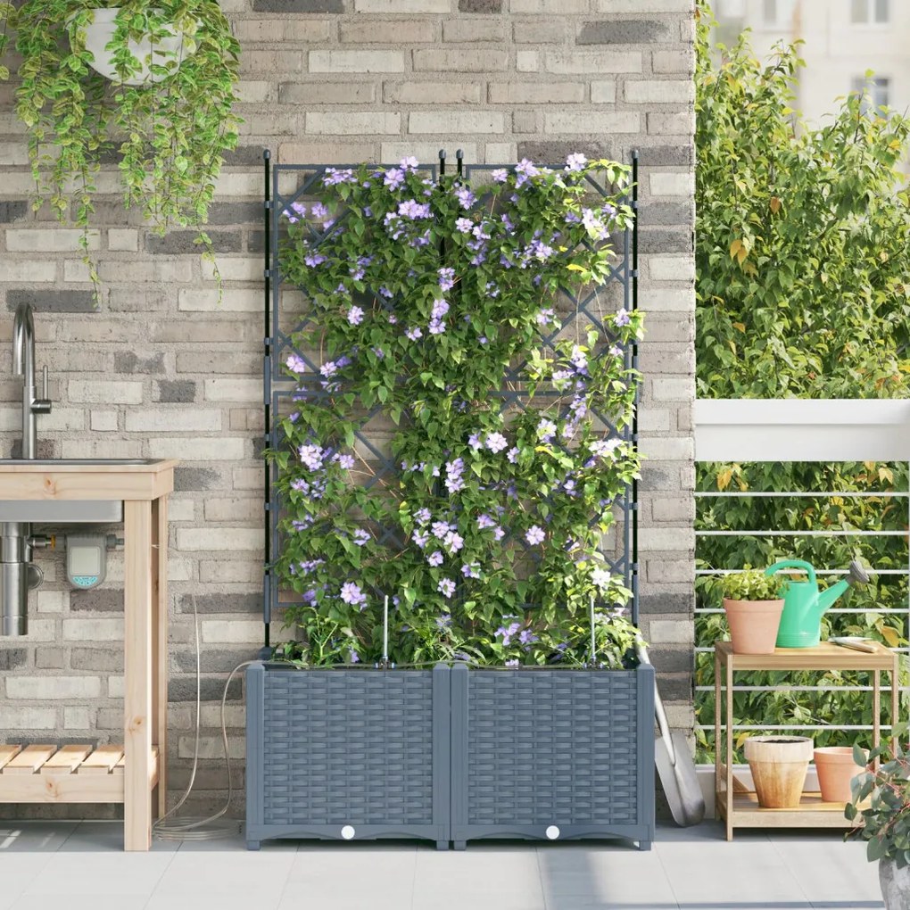 Kerti ültetők Világosszürke 80 x 40 x 142 cm Acél