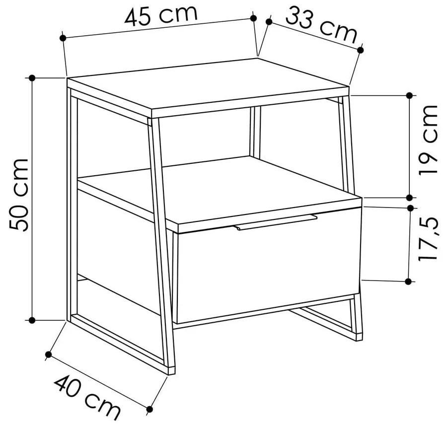Fehér éjjeliszekrény polcokkal Pal – Kalune Design