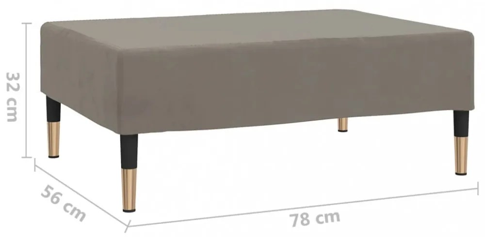 világosszürke bársony lábzsámoly 78 x 56 x 32 cm
