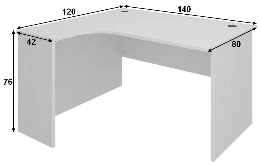 SimpleOffice ergonomikus asztal 140 x 120 cm, bal, dió / szürke