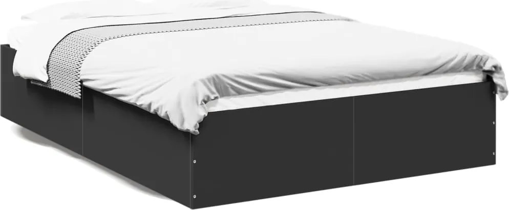 vidaXL fekete szerelt fa ágykeret 135 x 190 cm