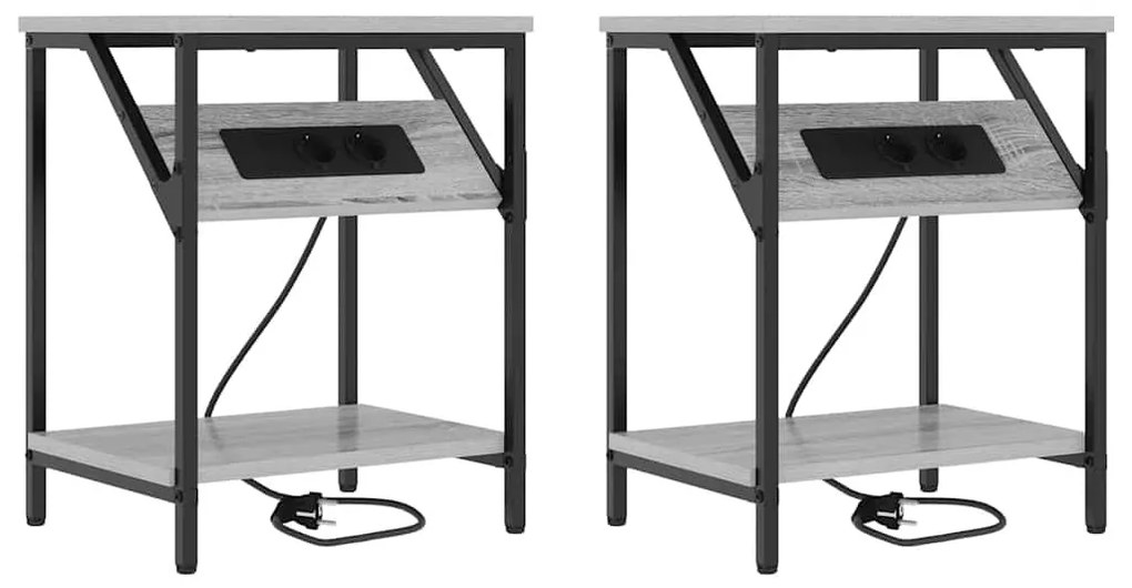 Éjjeli Szekrények 2 pcs Szürke sonoma 38 x 30 x 48 cm Faanyag