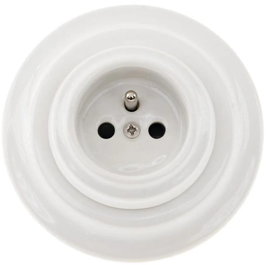 Bohemia-Design - Porcelán retro háztartási fali dugalj kerettel 250V/16A fehér