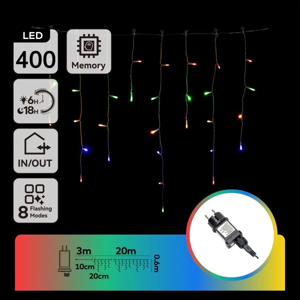 Aigostar - LED kültéri karácsonyi fényfüzér 400xLED/8 funkciós 23x0,6m IP44 többszínű