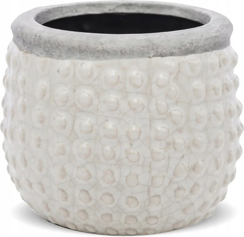 Virágtartó Fedél Fehér Szürke 10x9cm Díszített Ecru