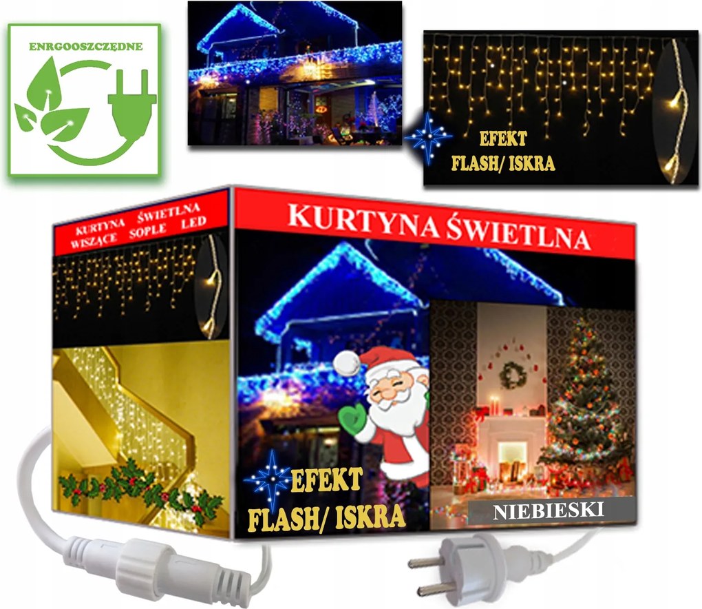 Jégcsap Függöny 500 Led Kültéri Kék Flash