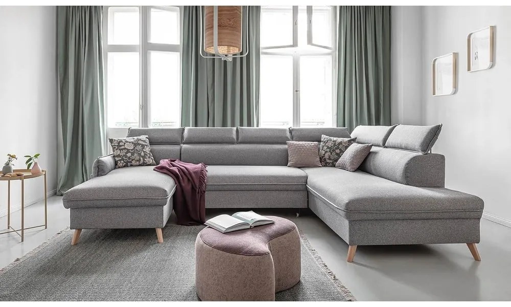 Világosszürke kinyitható sarokkanapé (jobb oldali) Sweet Harmony – Miuform