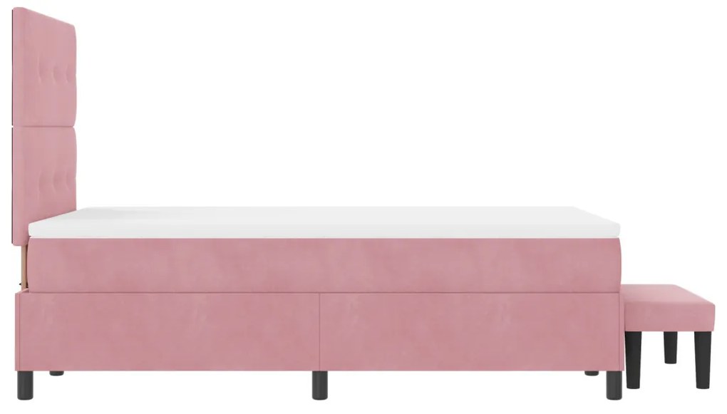 Boxspring Ágy Matrac és Pad Rózsaszín 120x200 cm Bársony