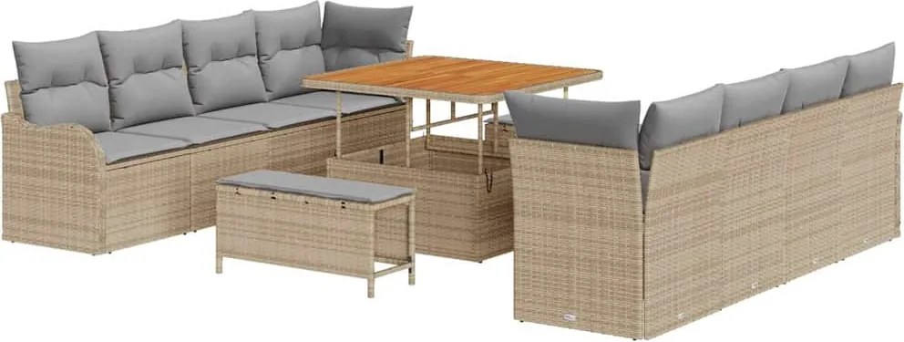 vidaXL Kerti Kanapé Szett párnával 11 pcs Beige és Világosszürke