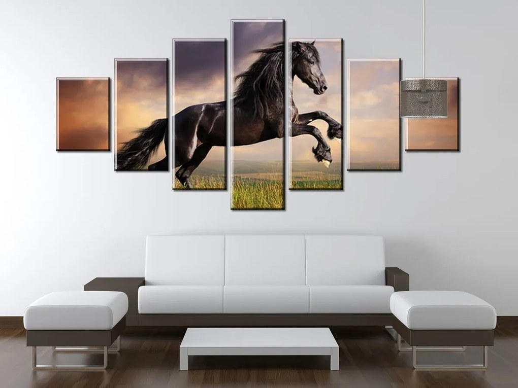 Gario Vászonkép Eros fekete ló - 7 részes Méret: 210 x 100 cm