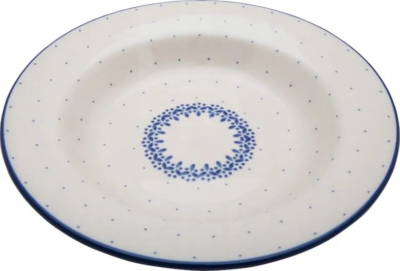 Tányér 24 cm mély Ceramika Artystyczna Bolesławiec dek 2338 Pöttyös
