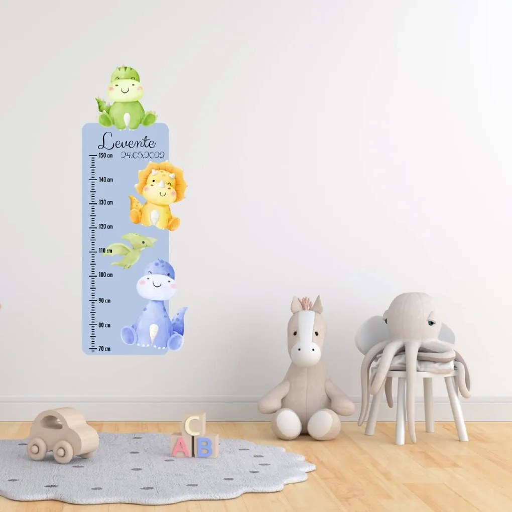 PIPPER. Textil falmatrica "Gyermek magasságmérő névvel - Dinoszauruszok 2"