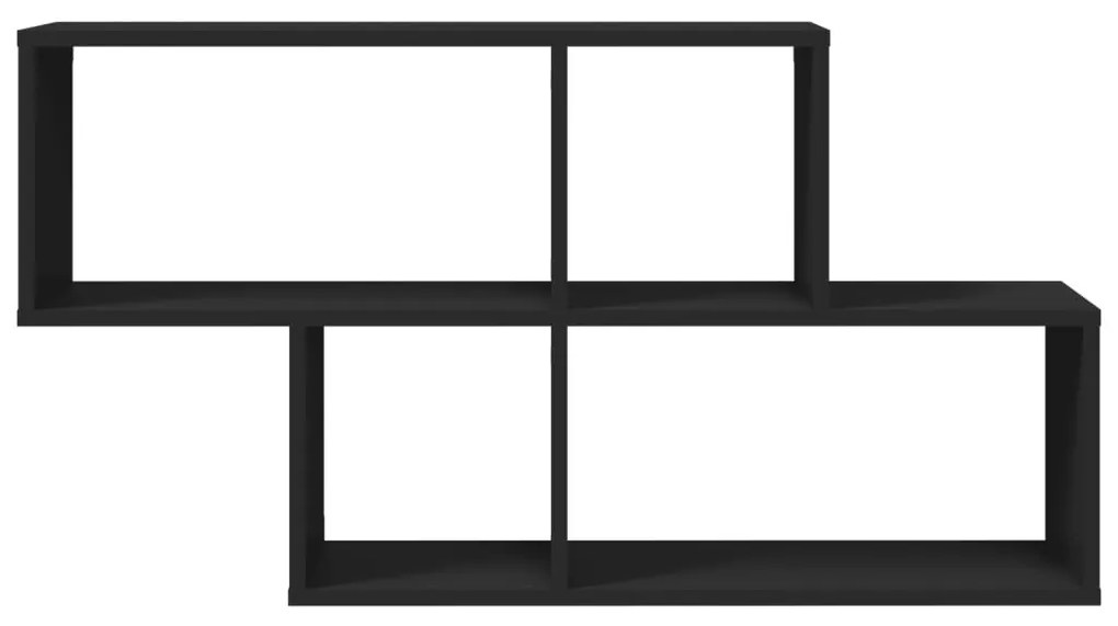 fekete szerelt fa fali polc 100 x 20 x 53 cm