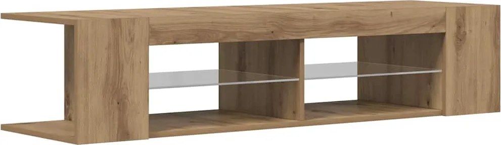 vidaXL kézműves tölgy szerelt fa TV-szekrény LED-ekkel 135x39x30 cm