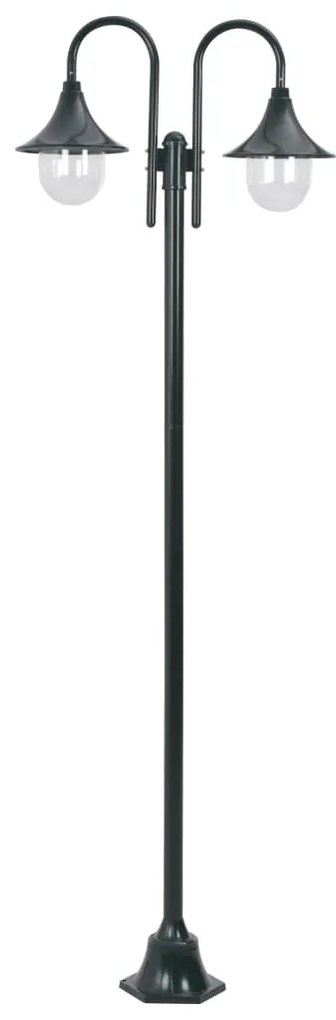 sötétzöld 2-égős alumínium kerti állólámpa, E27, 220 cm