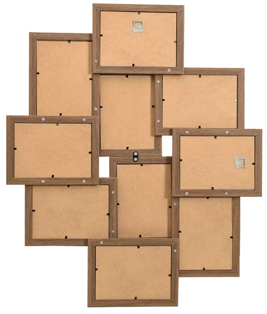világosbarna MDF kollázs képkeret 10 db 13 x 18 cm-es képhez