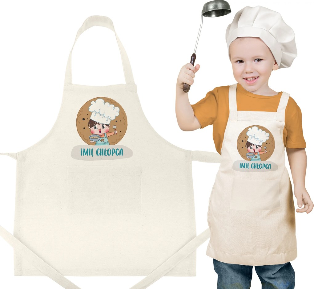 Gyerek Kötény Konyhai Kötény Védő Ekrü Személyre Szabott Pamut