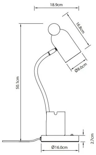 Lámpa Asztali MOUSE , 5495, max.250V, 50/60Hz, 1*E27, max.25 W, átmérő 8 cm, IP20, sötétkék/arany