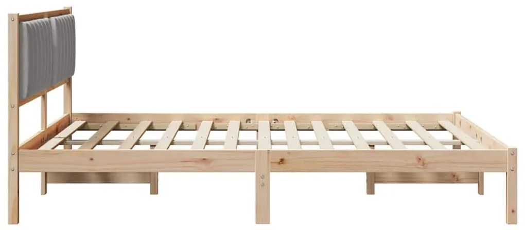 Ágykeret Kárpitozott Fejtámlával Világosszürke 150 x 200 cm