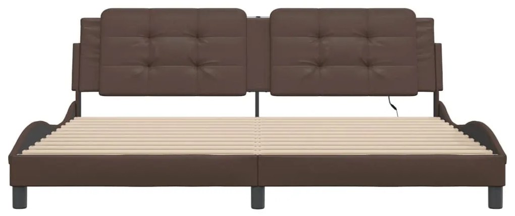 barna ágykeret LED-ekkel matrac nélkül Zadar 200 x 200 cm