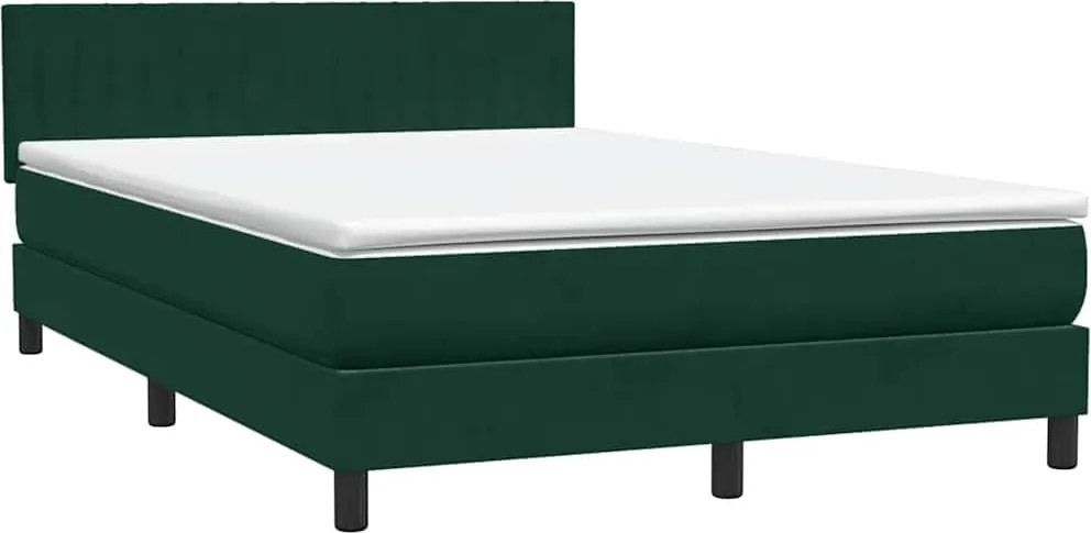 vidaXL sötétzöld bársony rugós ágy matraccal 160x210 cm