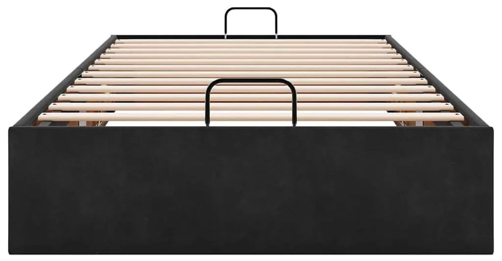 Ottomán ágykeret matrac nélkül fekete 80x200 cm bársony
