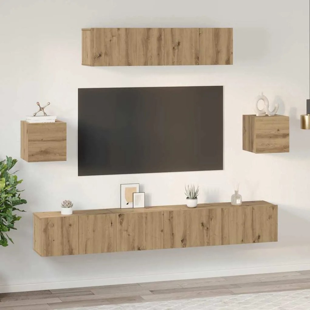 TV szekrény garnitúra 7 pcs kézműves tölgy 80 x 30 x 30 cm