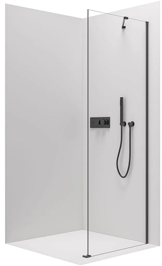 CERANO Cerano, fix zuhanyparaván Marino és Volpe ajtókhoz 100x190 cm, 6mm átlátszó üveg, fekete profil, CER-CER-420273