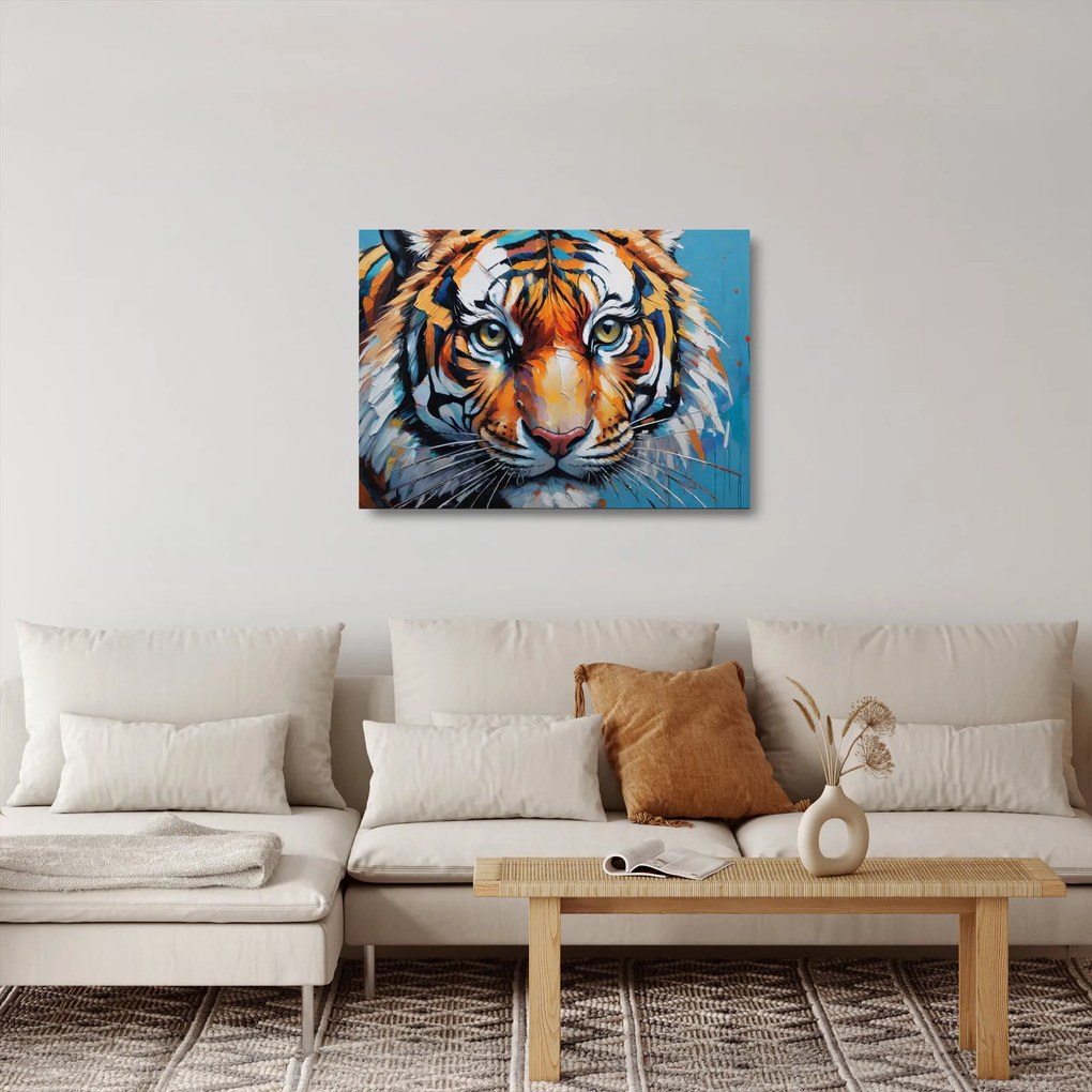 Üveg kép - Tigris látképe, festmény (70x50 cm)