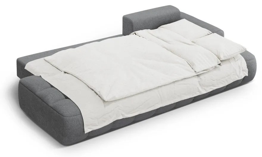 Szürke kinyitható-tárolóhelyes sarokkanapé (jobb oldali-heverő résszel) Linz – Cosmopolitan Design