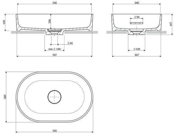 OMNIRES OVOUNTE - OVO 55x36 cm mosdó, dolomit, matt terrakotta