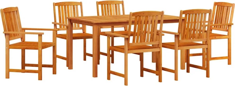 vidaXL Kert étkező szett 7 pcs Barna Tömör Akácfa